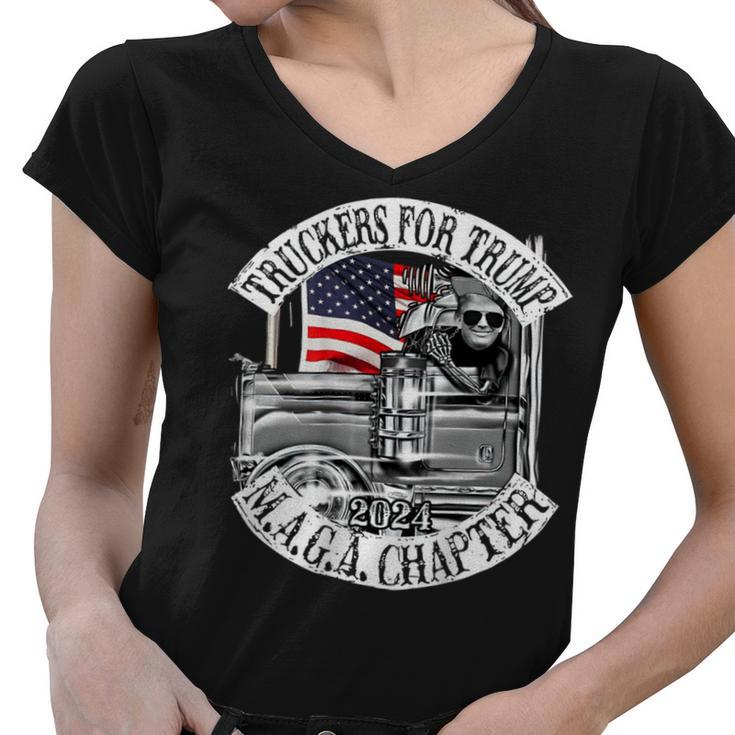 Trucker Truckers For Trump 2024 Protrump Truck Drivers Women V-Neck T-Shirt