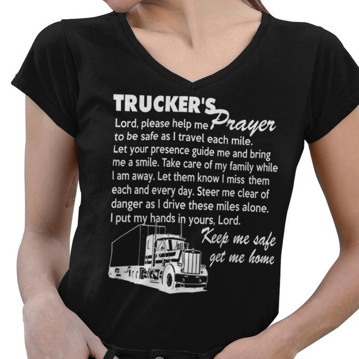 Trucker Truckers Prayer Truck Driver For And T Shirt Women V-Neck T-Shirt