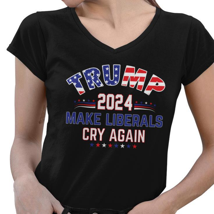 Trump 2024 Make Liberals Cry Again Women V-Neck T-Shirt