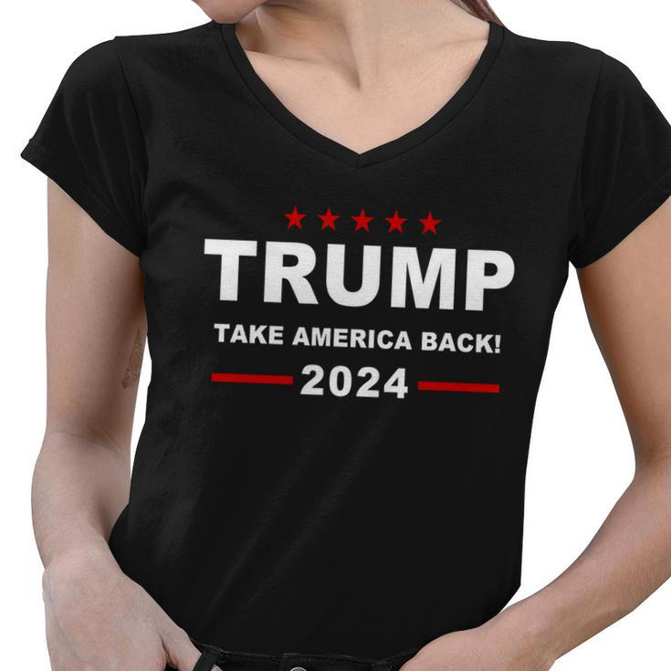 Trump 2024 Take America Back V2 Women V-Neck T-Shirt
