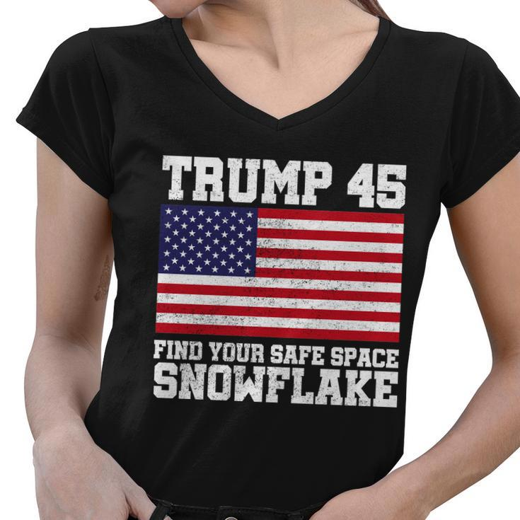 Trump 45 Find Your Safe Place Snowflake Tshirt Women V-Neck T-Shirt