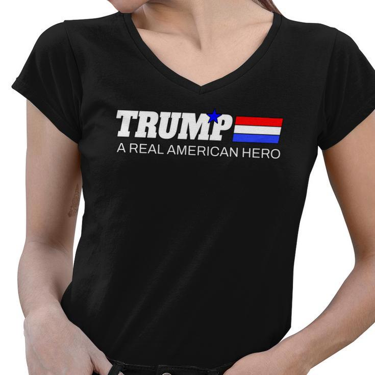 Trump A Real American Hero Women V-Neck T-Shirt
