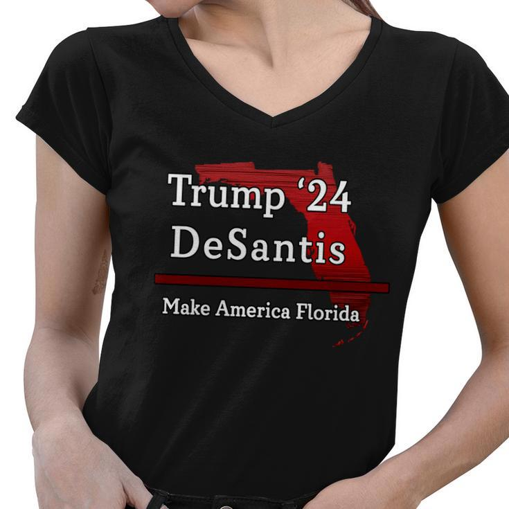 Trump Desantis 2024 Make America Florida State Tshirt Women V-Neck T-Shirt