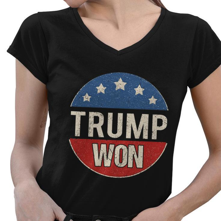 Trump Won 4Th Of July American Flag Great Gift Women V-Neck T-Shirt