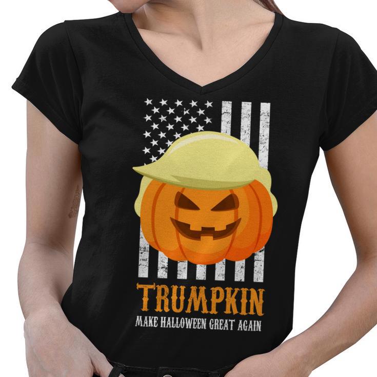 Trumpkin Donald Trump Funny Halloween Tshirt Women V-Neck T-Shirt