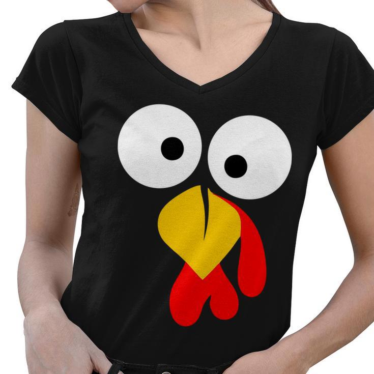 Turkey Face Funny Thanksgiving Day Tshirt Women V-Neck T-Shirt