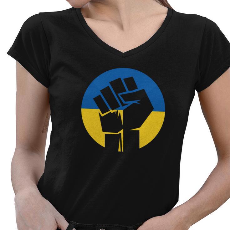 Ukraine Flag Raised Fist Tshirt Women V-Neck T-Shirt