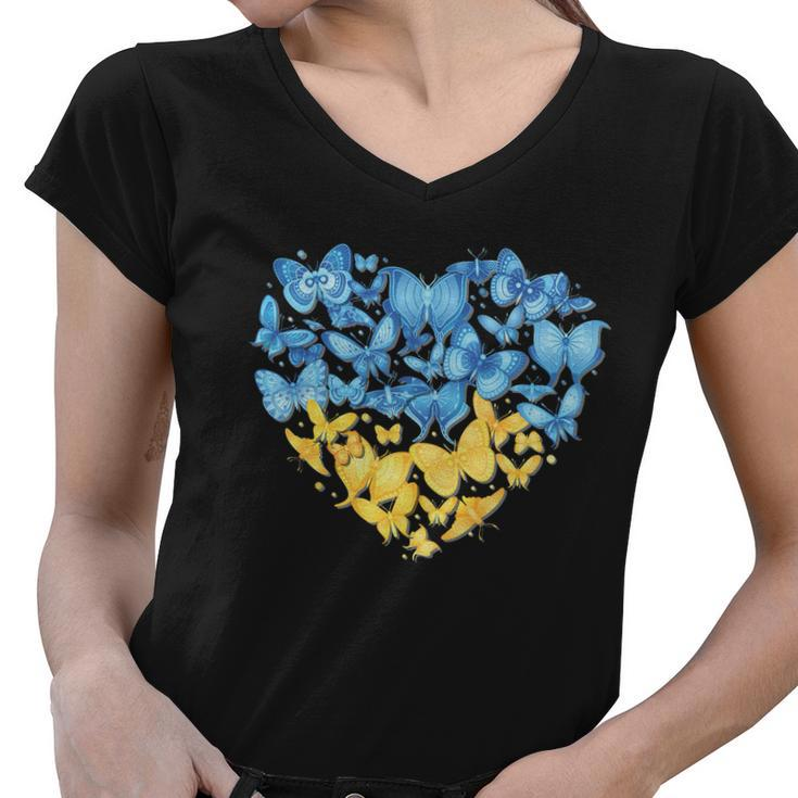 Ukrainian Butterfly Mashup Ukraine Flag Women V-Neck T-Shirt