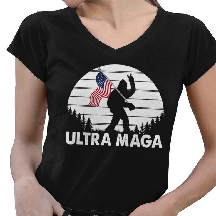 Ultra Maga Big Foot Sasquatch Tshirt Women V-Neck T-Shirt