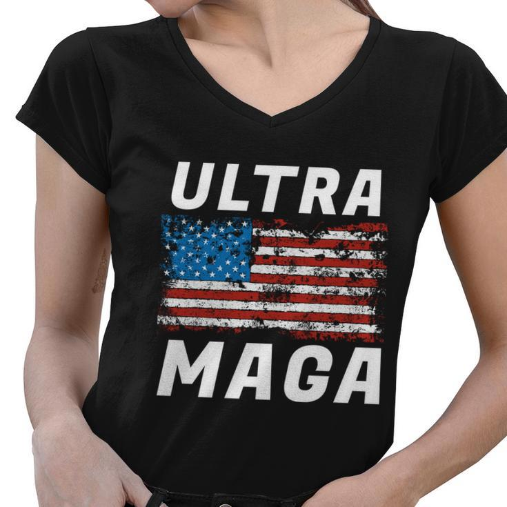 Ultra Maga Bold United States Of America Usa Flag Women V-Neck T-Shirt