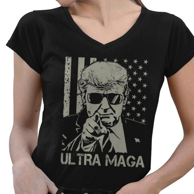 Ultra Maga Shirt Funny Anti Biden Us Flag Pro Trump Trendy Tshirt V2 Women V-Neck T-Shirt