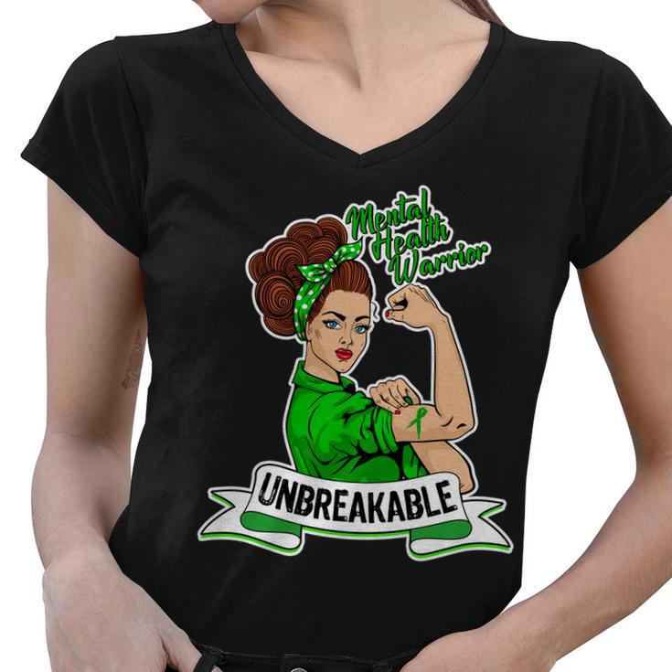 Unbreakable Mental Health Warrior Tshirt Women V-Neck T-Shirt