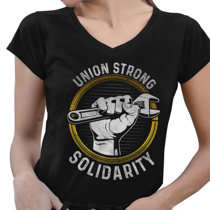 Union Strong Solidarity Labor Day Worker Proud Laborer Gift Women V-Neck T-Shirt