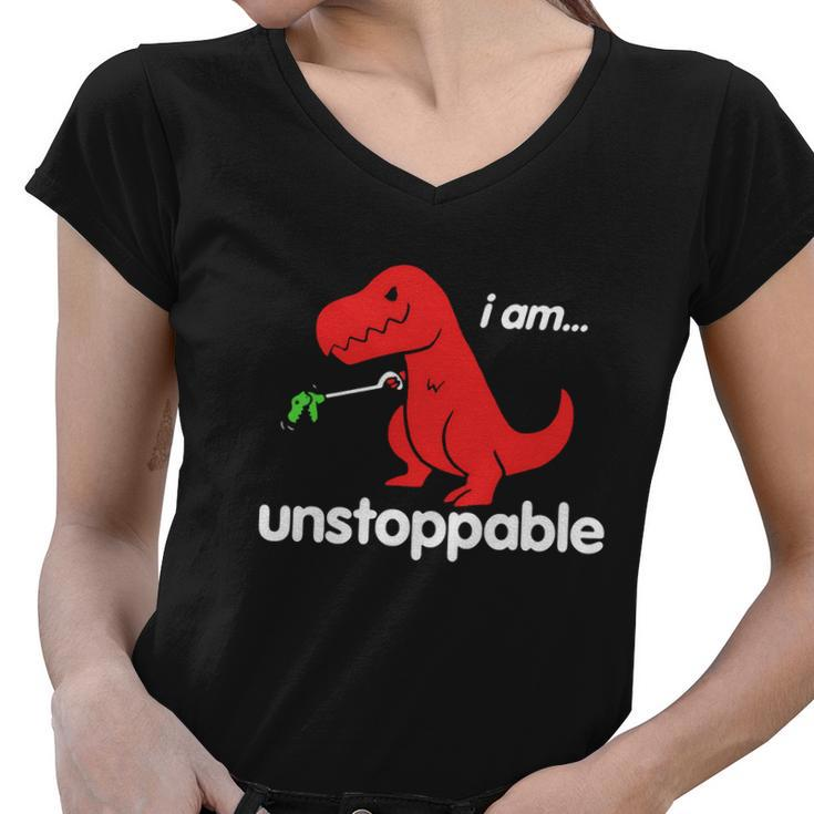Unstoppable T Rex Funny Tshirt Women V-Neck T-Shirt