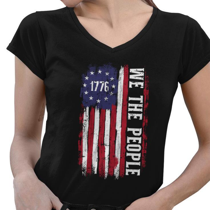 Us American Flag 1776 We The People For Independence Day Gift Women V-Neck T-Shirt