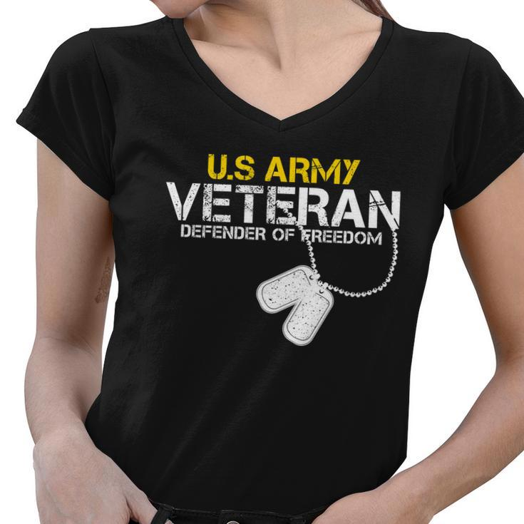 Us Army Veteran Defender Of Freedom Women V-Neck T-Shirt