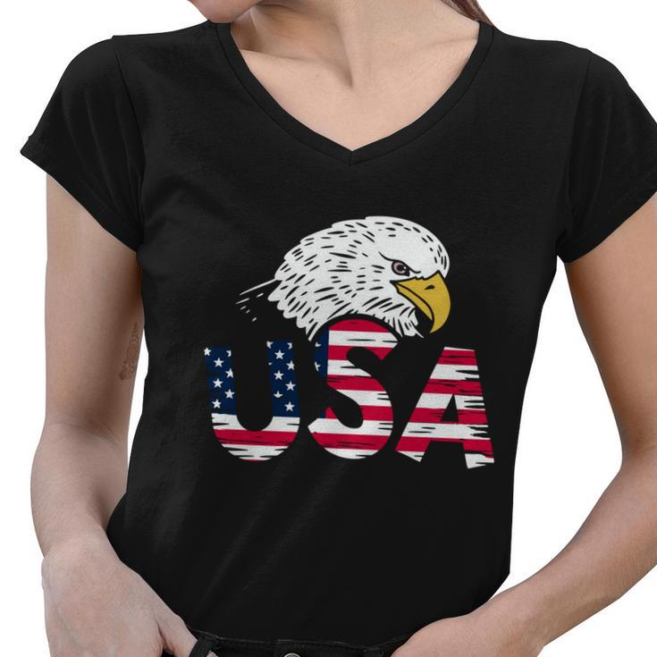 Usa American Flag Eagle For Patriotic Gift Women V-Neck T-Shirt