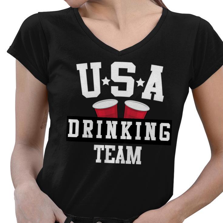 Usa Drinking Team V2 Women V-Neck T-Shirt