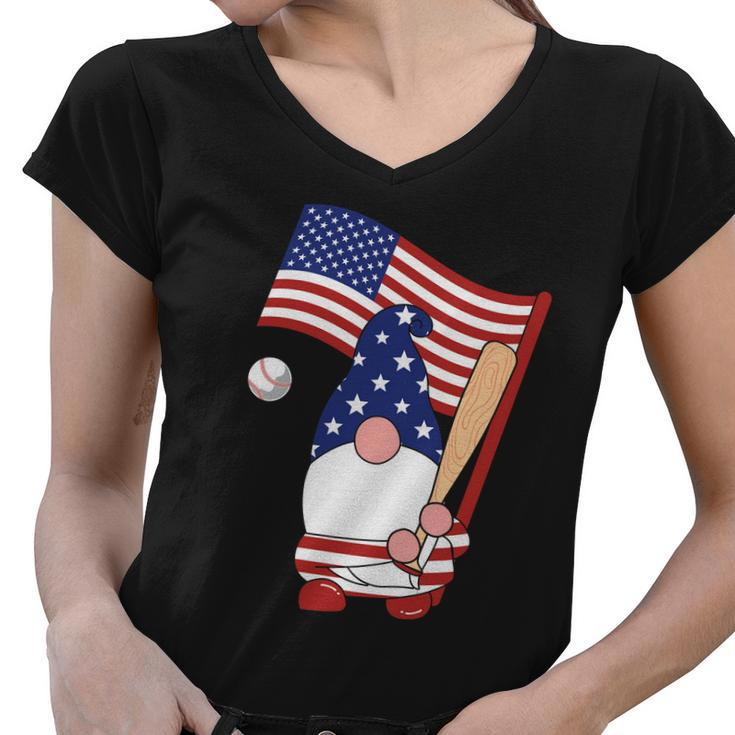 Usa Flag Gnome Graphic 4Th Of July Plus Size Shirt Women V-Neck T-Shirt