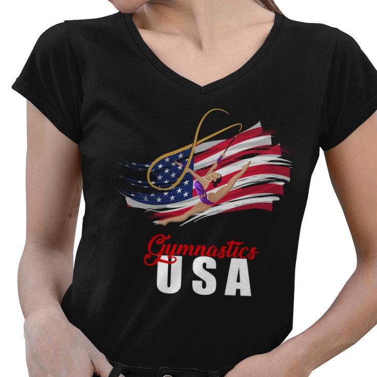 Usa Olympics Gymnastics Team Women V-Neck T-Shirt