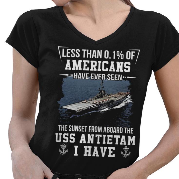 Uss Antietam Cva 36 Sunset Women V-Neck T-Shirt