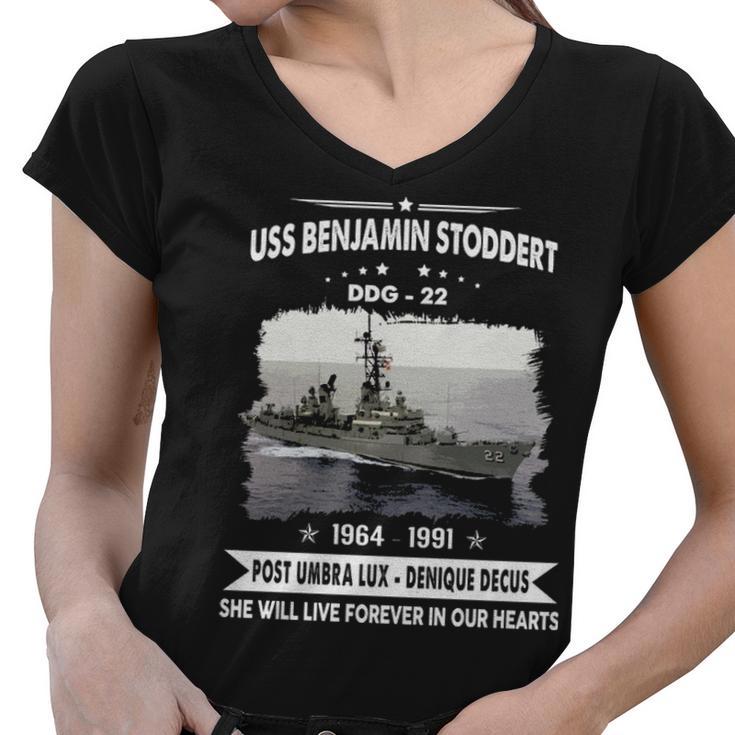 Uss Benjamin Stoddert Ddg  V2 Women V-Neck T-Shirt