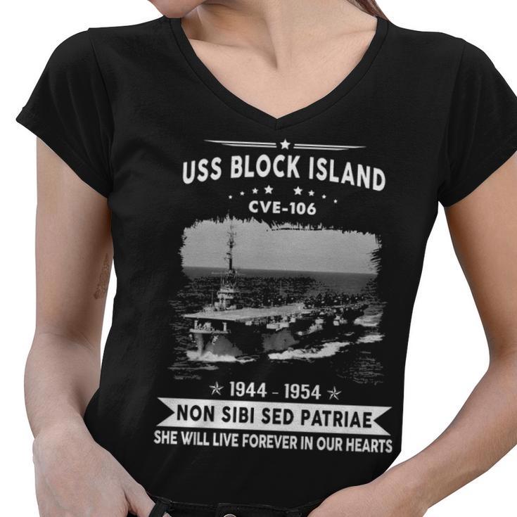 Uss Block Island Cve V2 Women V-Neck T-Shirt