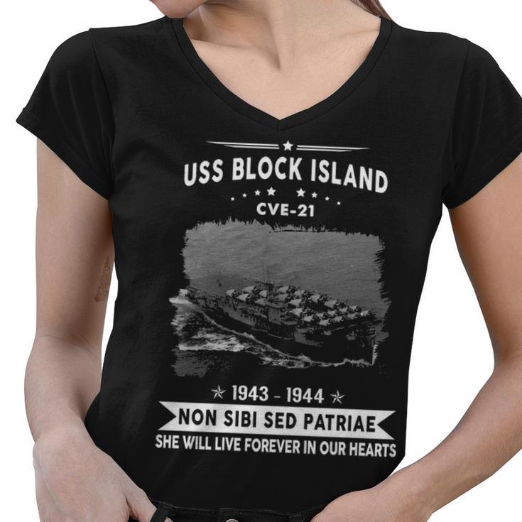 Uss Block Island Cve  Women V-Neck T-Shirt