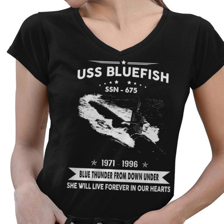 Uss Bluefish Ssn  Women V-Neck T-Shirt