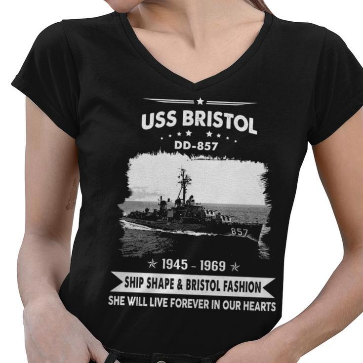 Uss Bristol Dd 857 Dd V2 Women V-Neck T-Shirt