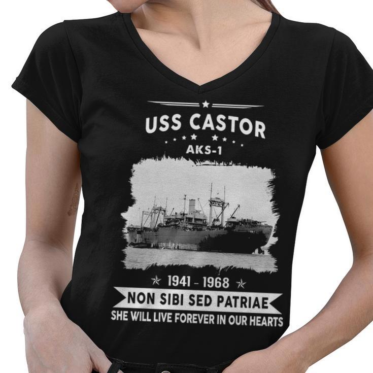 Uss Castor Aks  Women V-Neck T-Shirt
