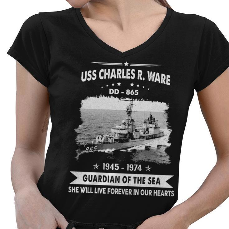Uss Charles R Ware Dd  V2 Women V-Neck T-Shirt