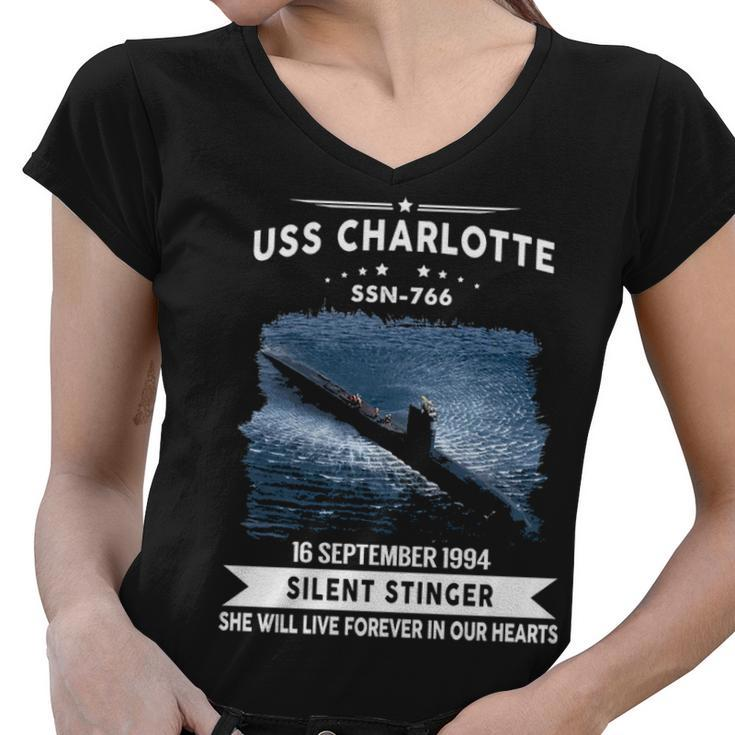 Uss Charlotte Ssn  Women V-Neck T-Shirt