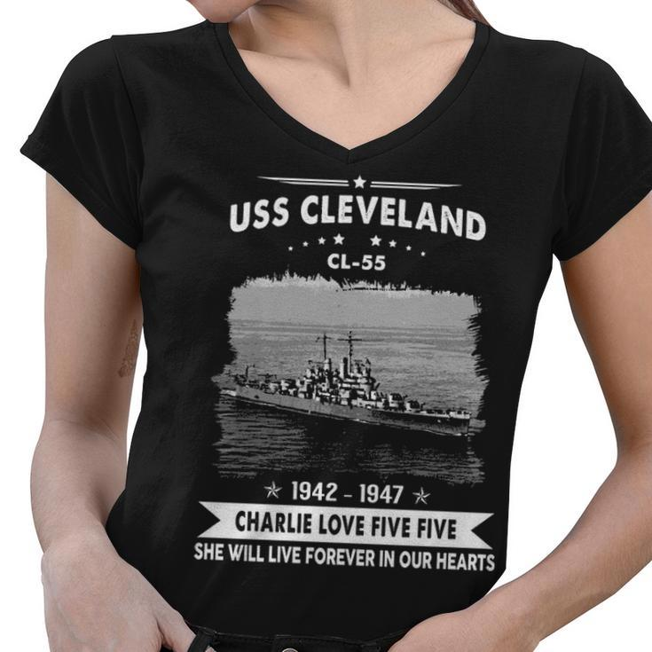 Uss Cleveland Cl  Women V-Neck T-Shirt