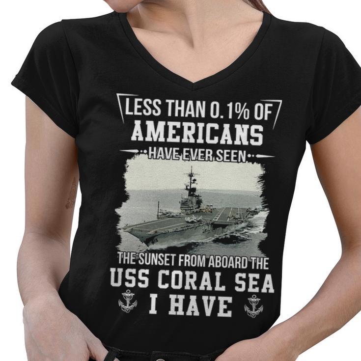 Uss Coral Sea Cv 43 Cva 43 Sunset Women V-Neck T-Shirt