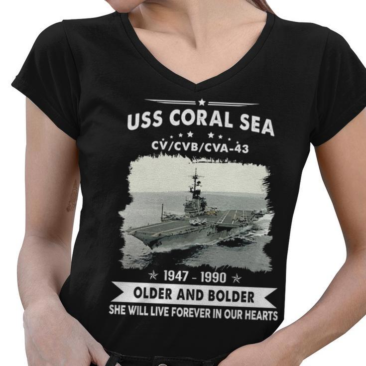 Uss Coral Sea Cv 43 Cva  V2 Women V-Neck T-Shirt