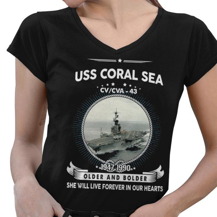 Uss Coral Sea Cv 43 Front Style Women V-Neck T-Shirt