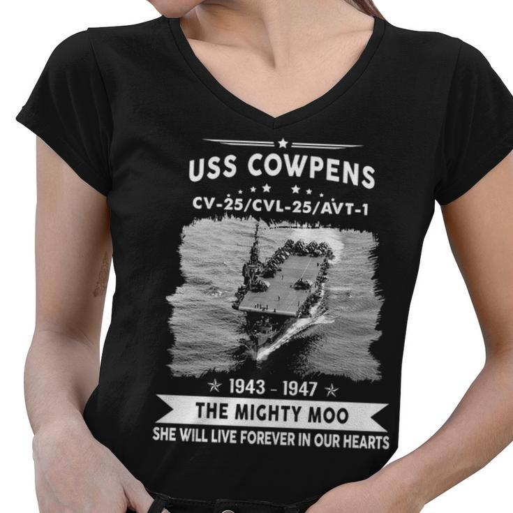 Uss Cowpens Cvl 25 Uss Cow Pens Women V-Neck T-Shirt
