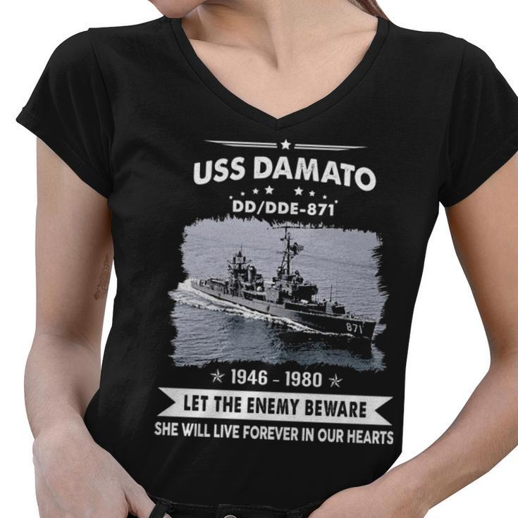 Uss Damato Dde 871 Dd  Women V-Neck T-Shirt