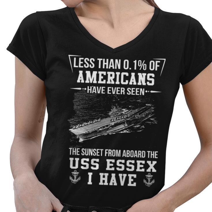Uss Essex Cv 9 Sunset Women V-Neck T-Shirt