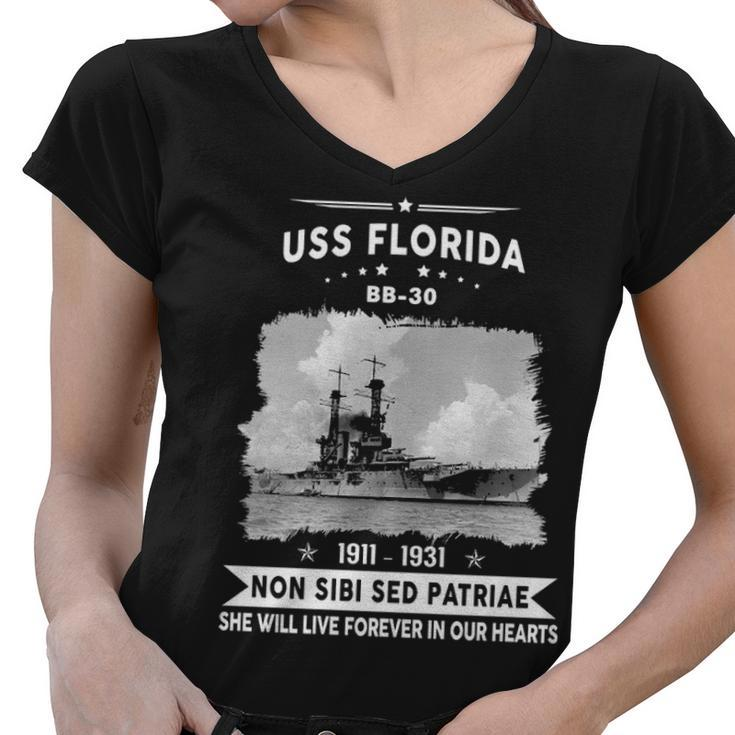 Uss Florida Bb  Women V-Neck T-Shirt