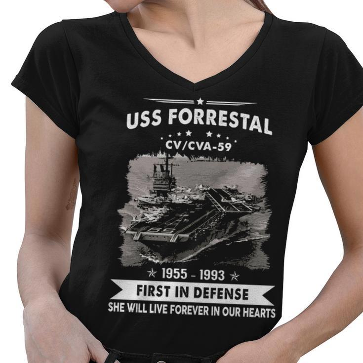 Uss Forrestal Cv 59 Cva  Women V-Neck T-Shirt