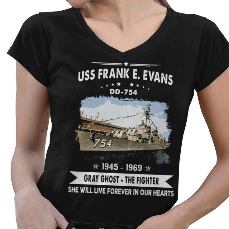 Uss Frank E Evans Dd  Women V-Neck T-Shirt