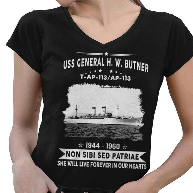 Uss General H W Butner T Ap 113 Ap  Women V-Neck T-Shirt