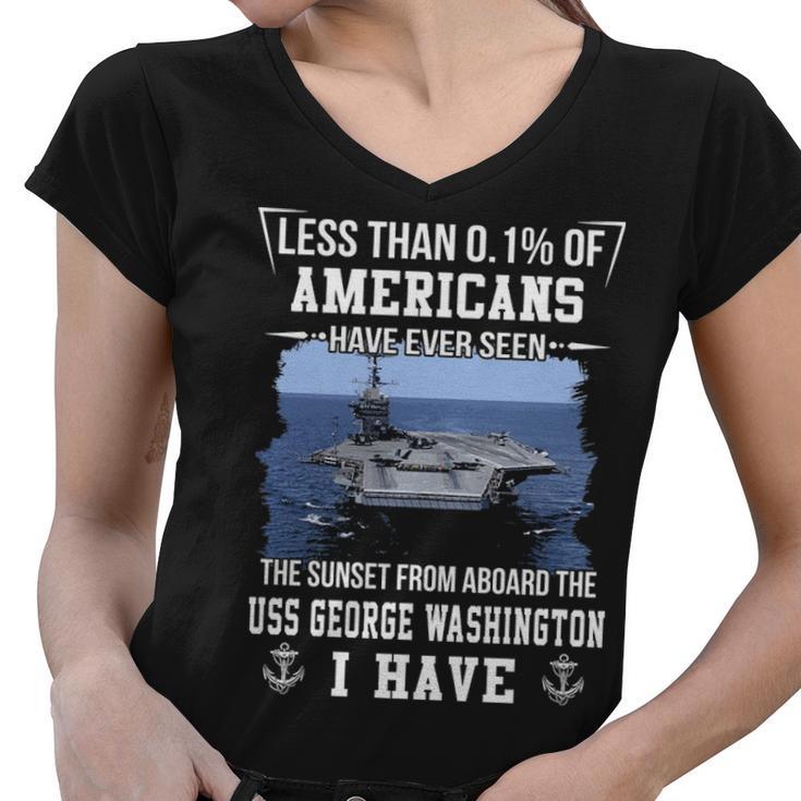 Uss George Washington Cvn 73 Sunset Women V-Neck T-Shirt