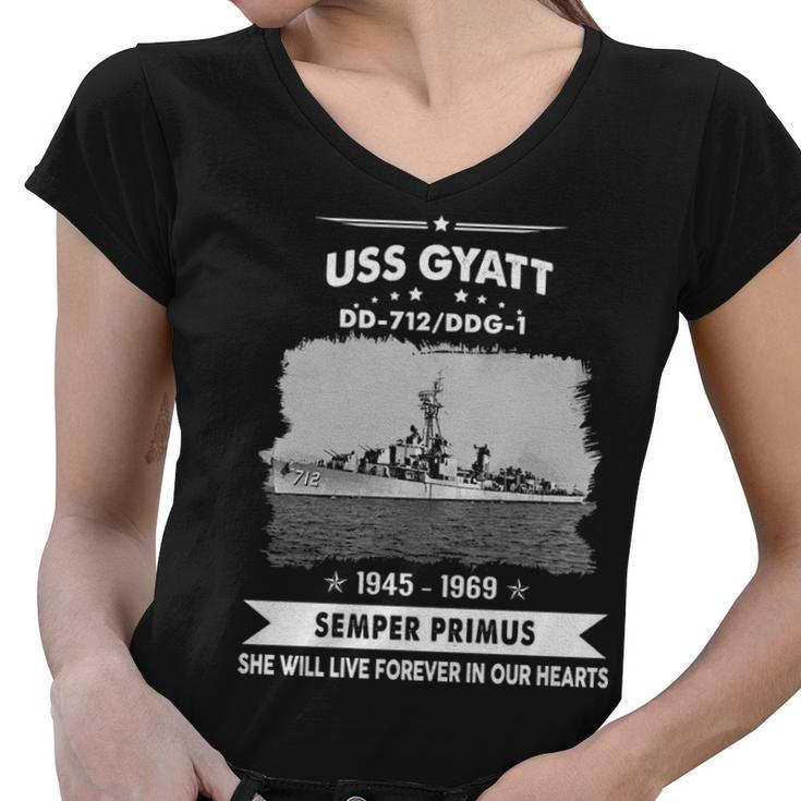 Uss Gyatt Dd  Women V-Neck T-Shirt