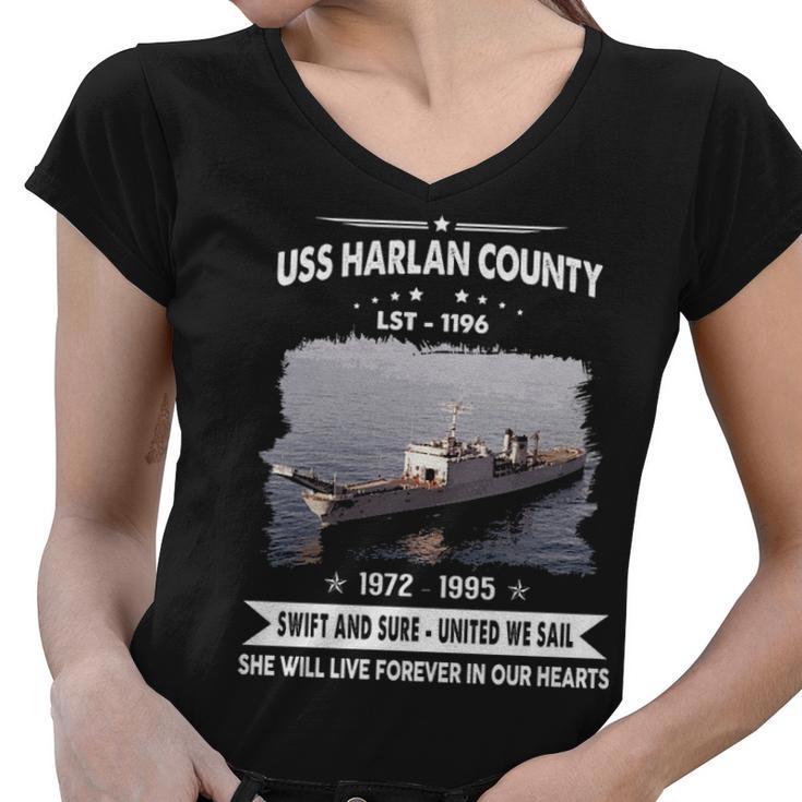 Uss Harlan County Lst  Women V-Neck T-Shirt