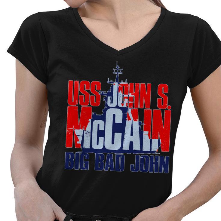 Uss John S Mccain Big Bad John Tshirt Women V-Neck T-Shirt