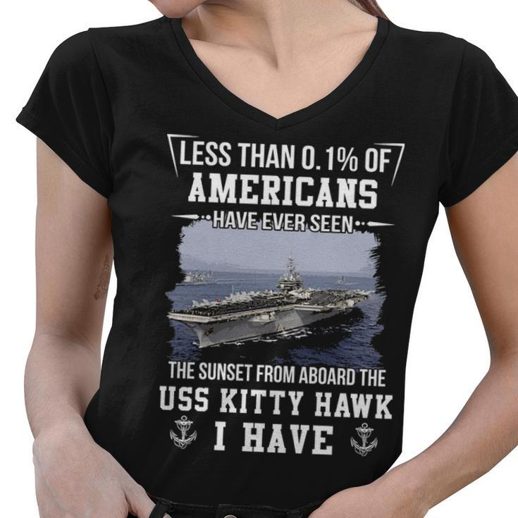Uss Kitty Hawk Cva Cv 63 Sunset Women V-Neck T-Shirt