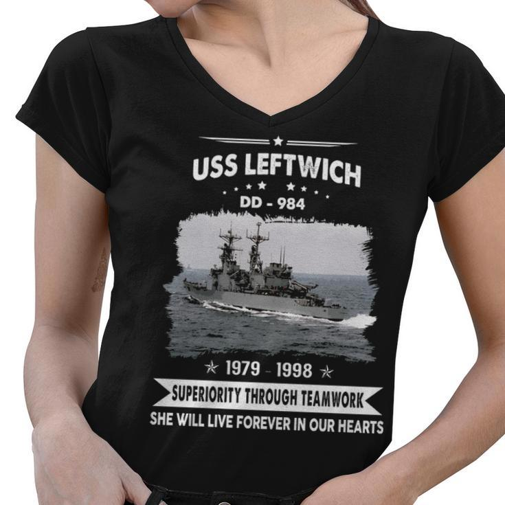Uss Leftwich Dd  Women V-Neck T-Shirt